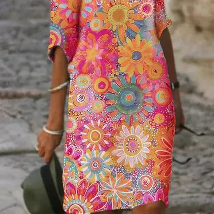 Women's Vivid Floral Midi Dress