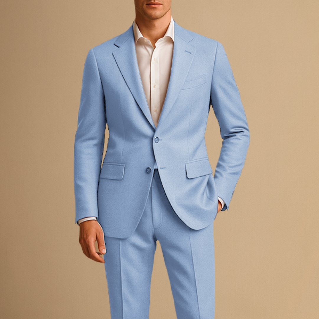 Abito Slim Fit da Uomo Leggero Due Pezzi per Matrimoni ed Eventi Formali - Azzurro - abito uomo business suit completo slim fit due formal suit lightweight suit men's tailored suit single-breasted blazer slim fit suit spring summer suit tailored trousers two-piece suit wedding suit - Concept Palermo