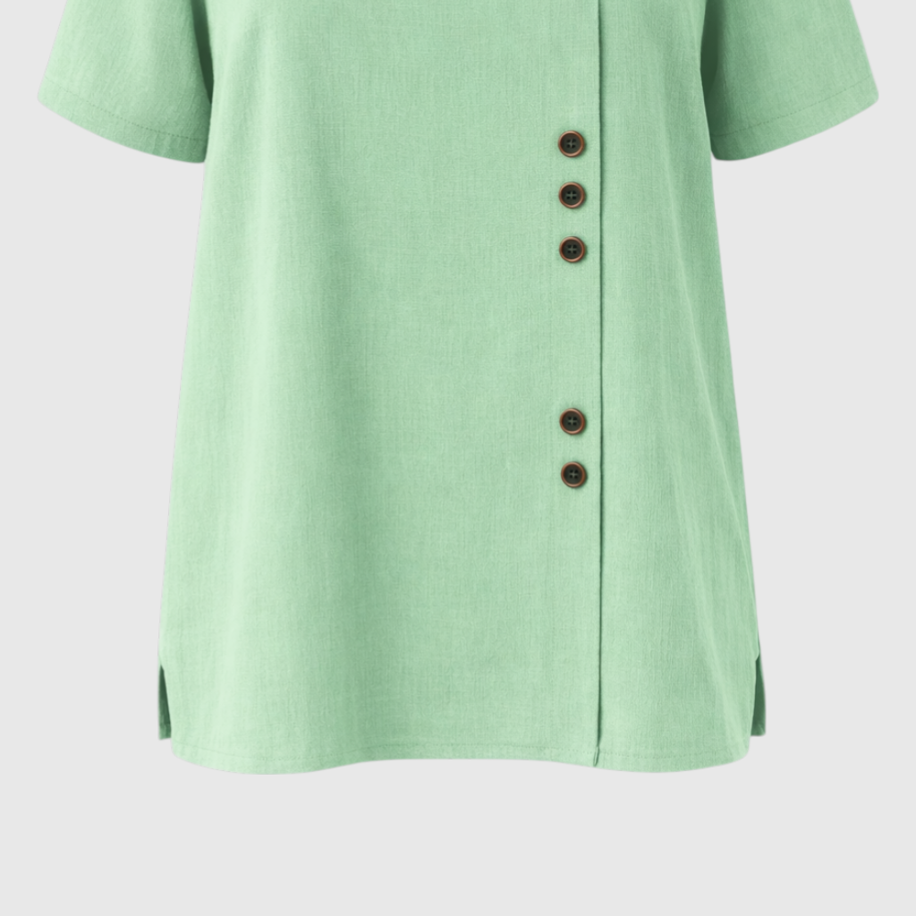 Elegant Women's Linen Blouse with Button-Front Closure