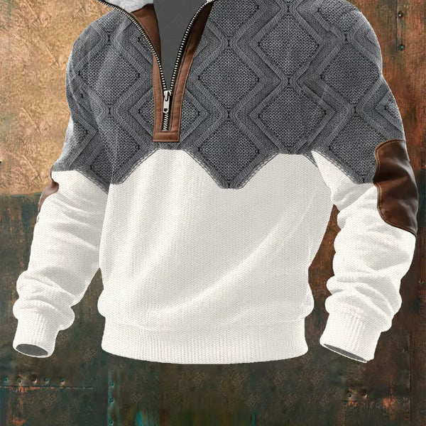 Zip-Up Sweater with Cozy Fleece-Lined High Collar