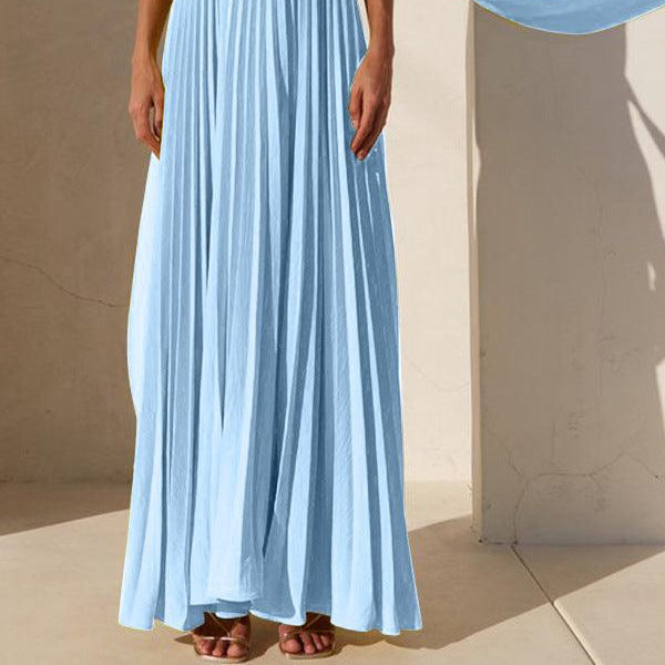 Simple Elegant Look Tube Dress with Pleats and Ribbon