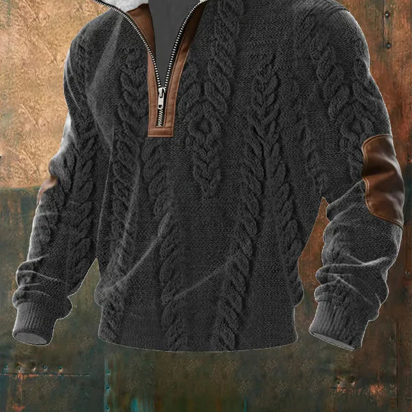 Zip-Up Sweater with Cozy Fleece-Lined High Collar