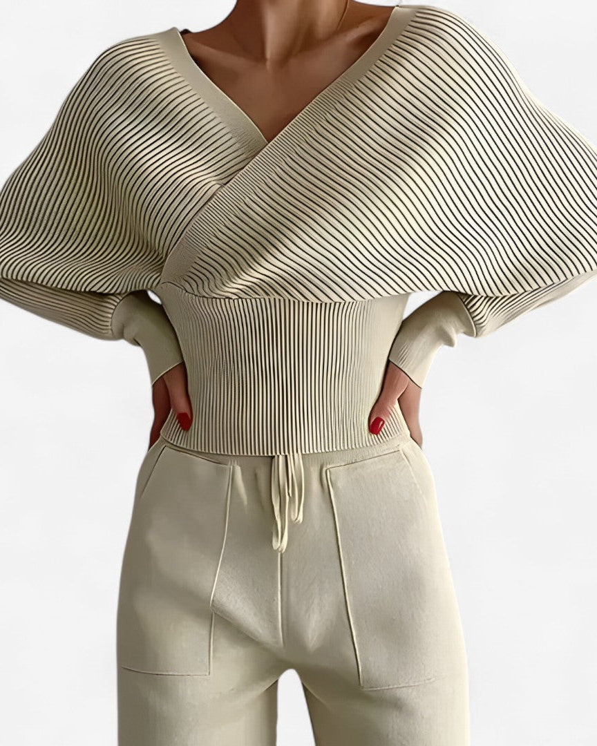Leila | Moderne ribstrikket jumpsuit - Beige - women's fashion - {{ product_tags }