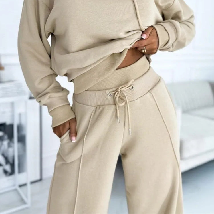 Women's Hooded Top & Wide-Leg Pants Set — Classic