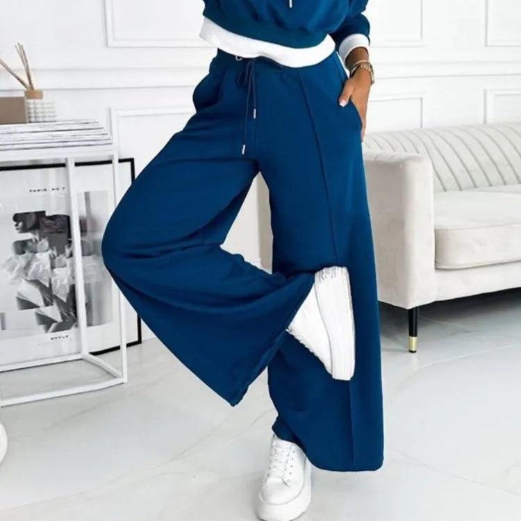 Women's Hooded Top & Wide-Leg Pants Set — Classic