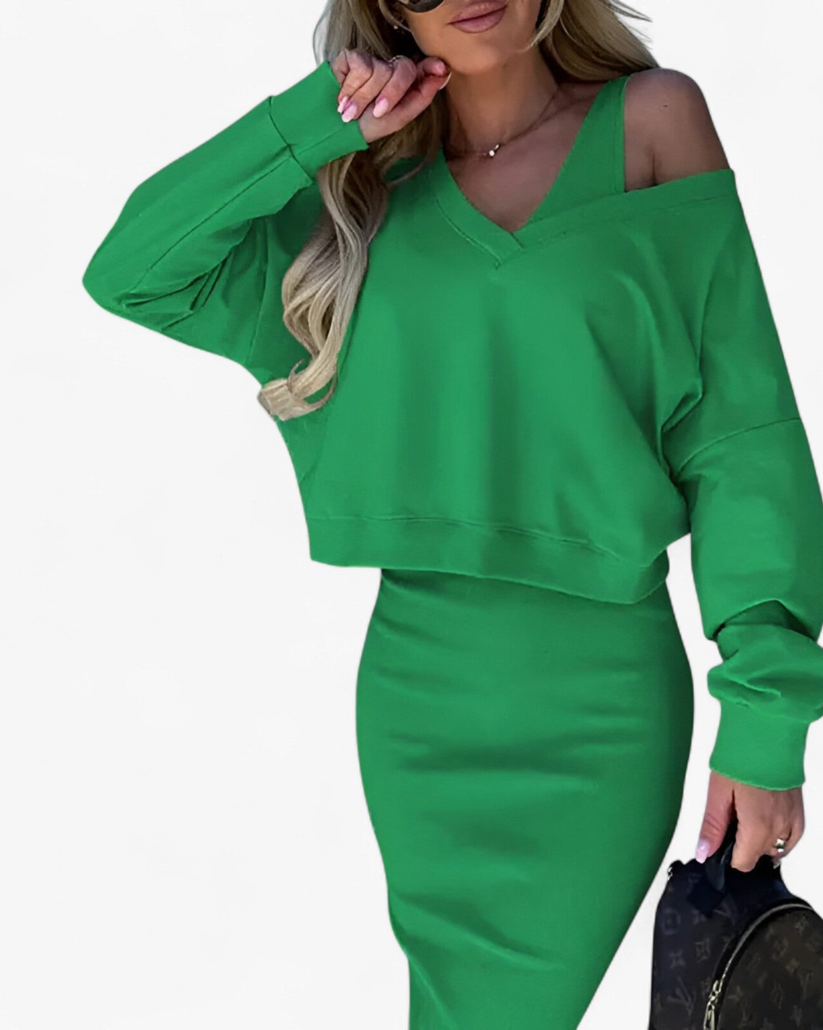 Lea | Sweater og kjole sæt – Behageligt og sexet - Grøn - women's fashion - {{ product_tags }