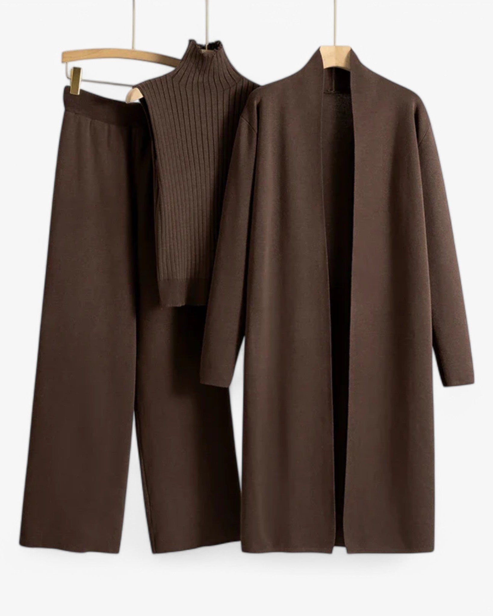 Ivy I Vintage Strikkesæt i 3 dele - Kaafe En størrelse - women's fashion - {{ product_tags }