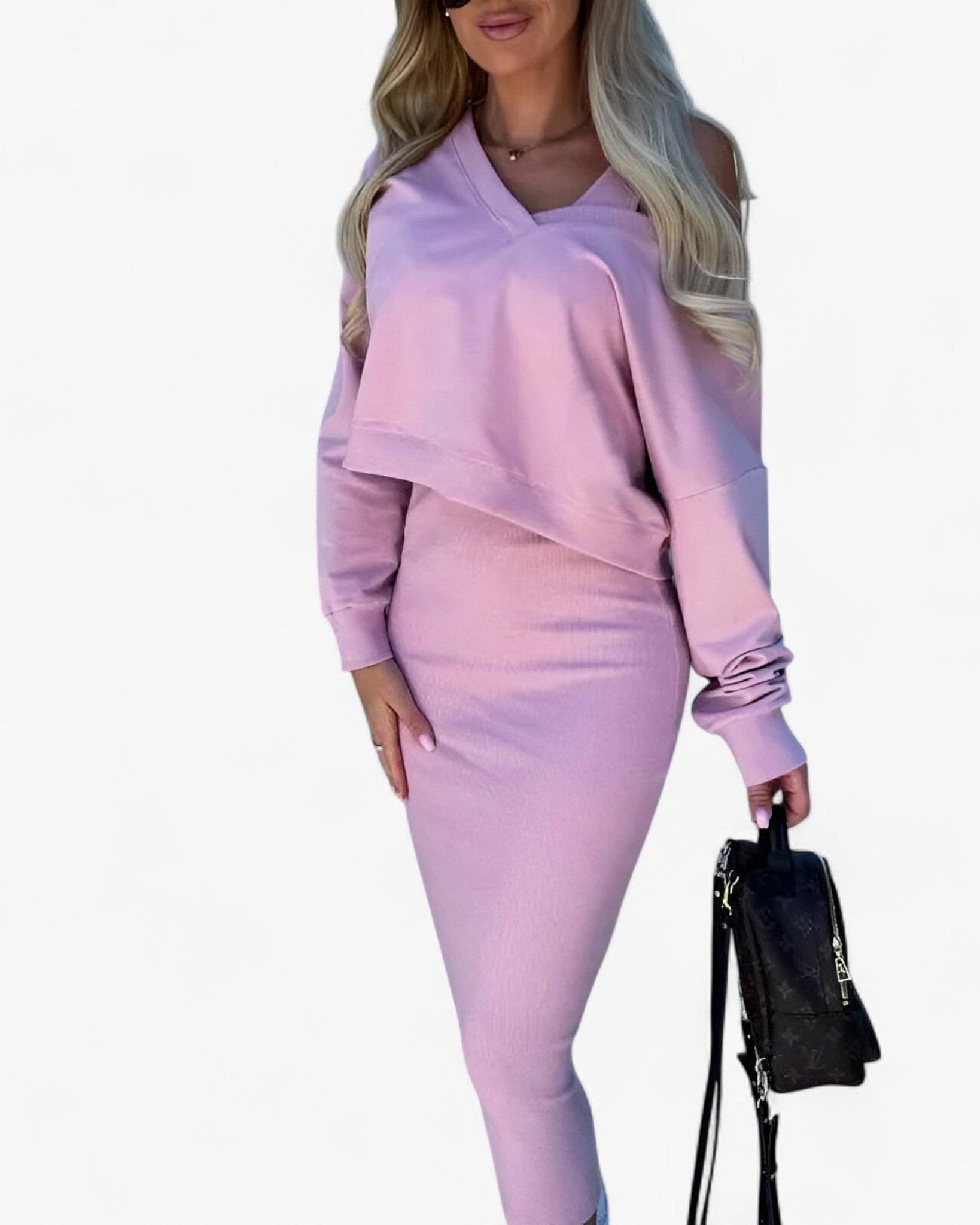 Lea | Sweater og kjole sæt – Behageligt og sexet - Rosa - women's fashion - {{ product_tags }