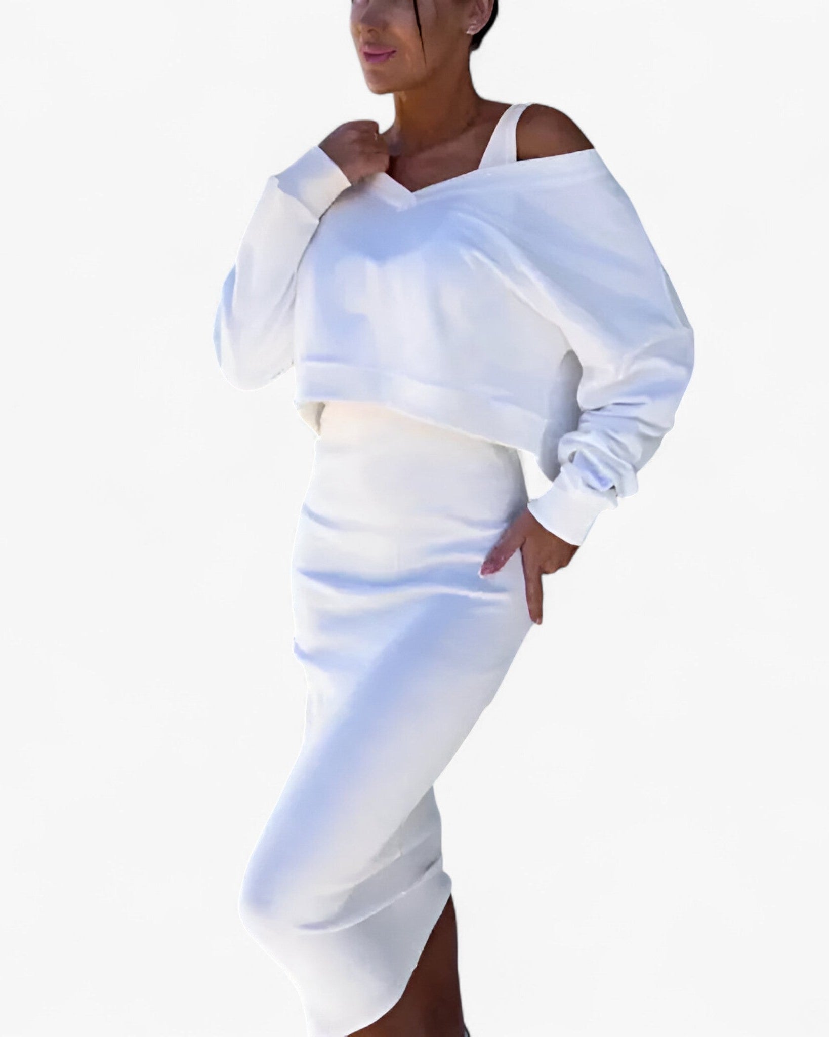 Lea | Sweater og kjole sæt – Behageligt og sexet - Elfenben - women's fashion - {{ product_tags }