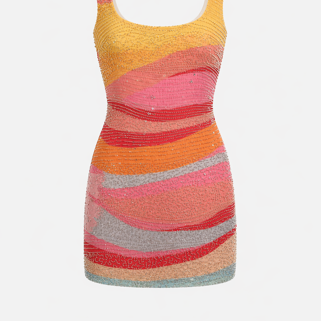 Sabrina Color-Pop Square-Neck Mini Dress