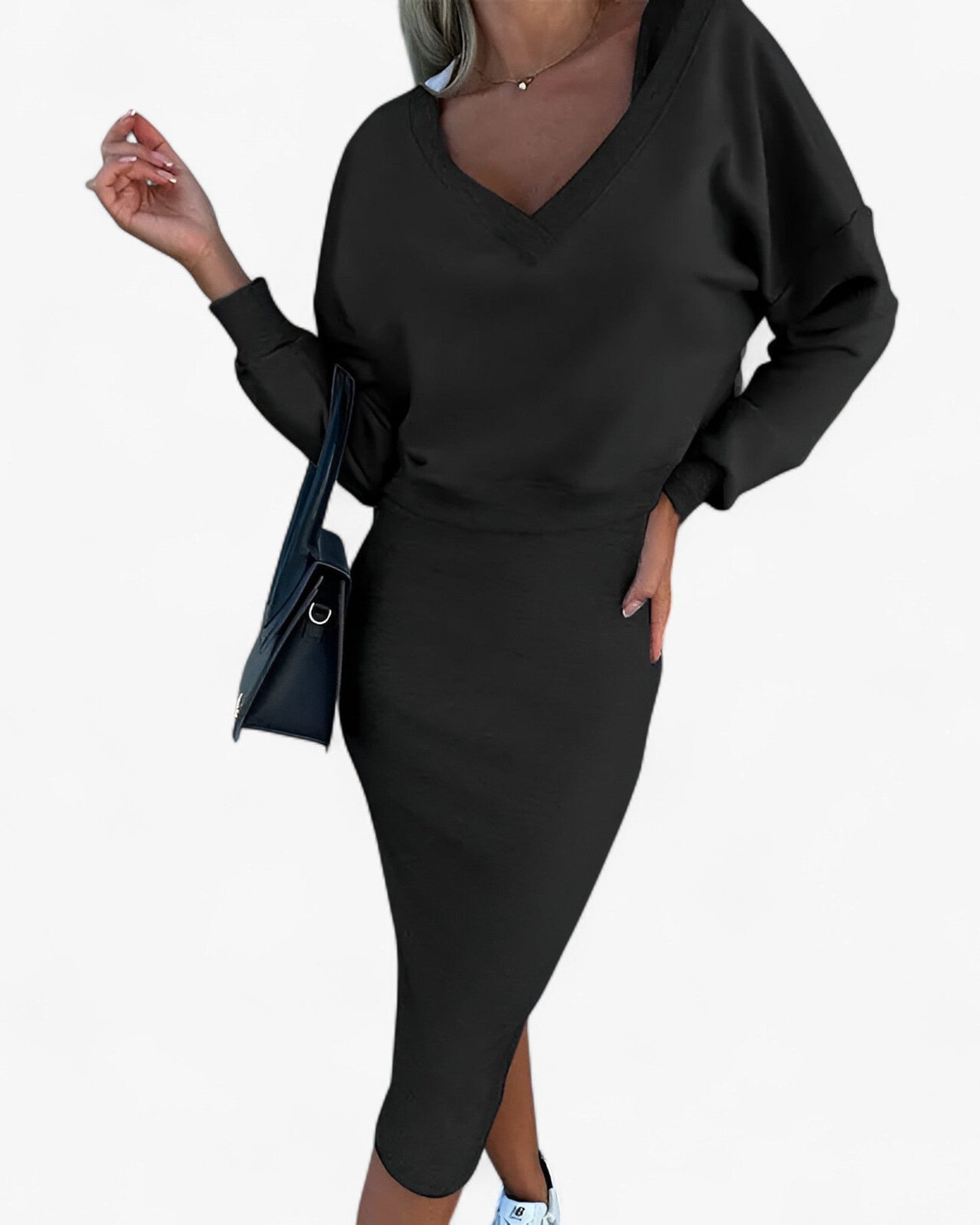 Lea | Sweater og kjole sæt – Behageligt og sexet - Sort - women's fashion - {{ product_tags }