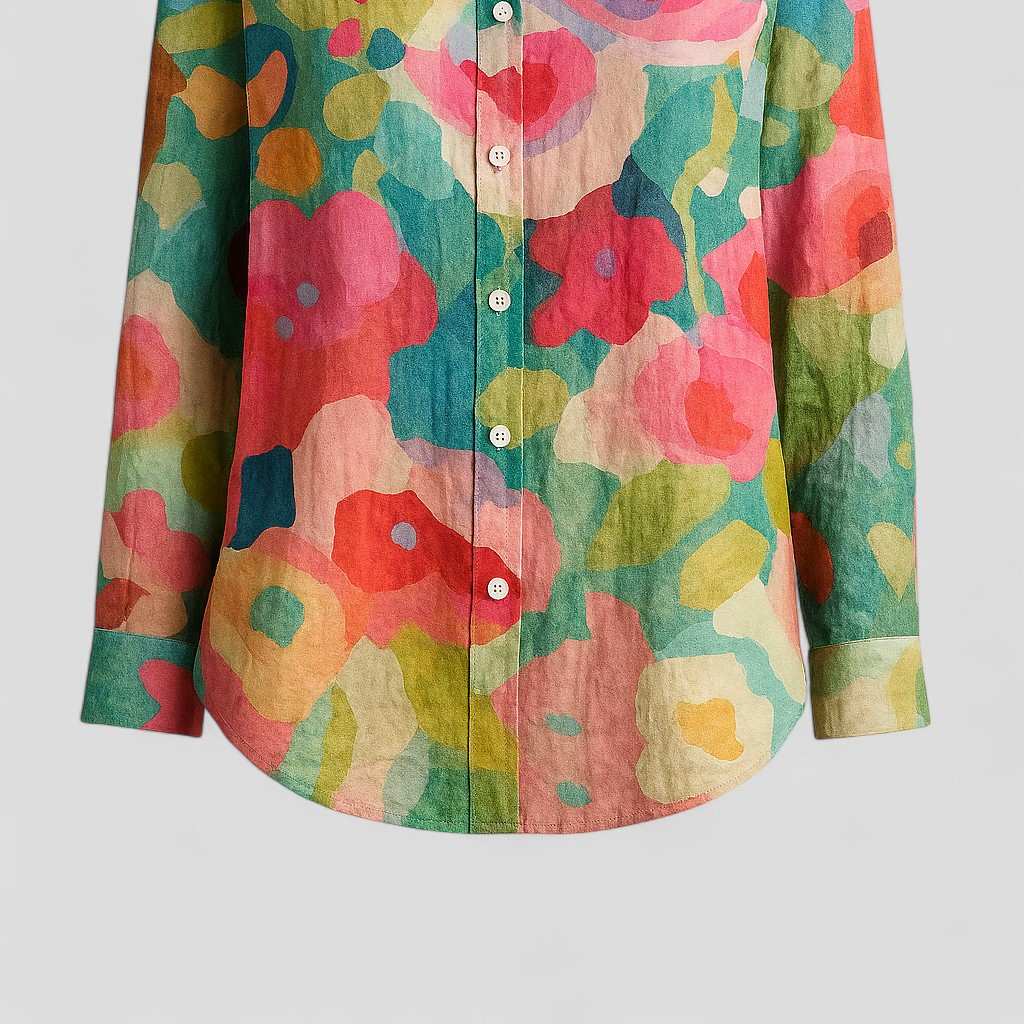 Women's Blouse with a Unique, Colorful Print