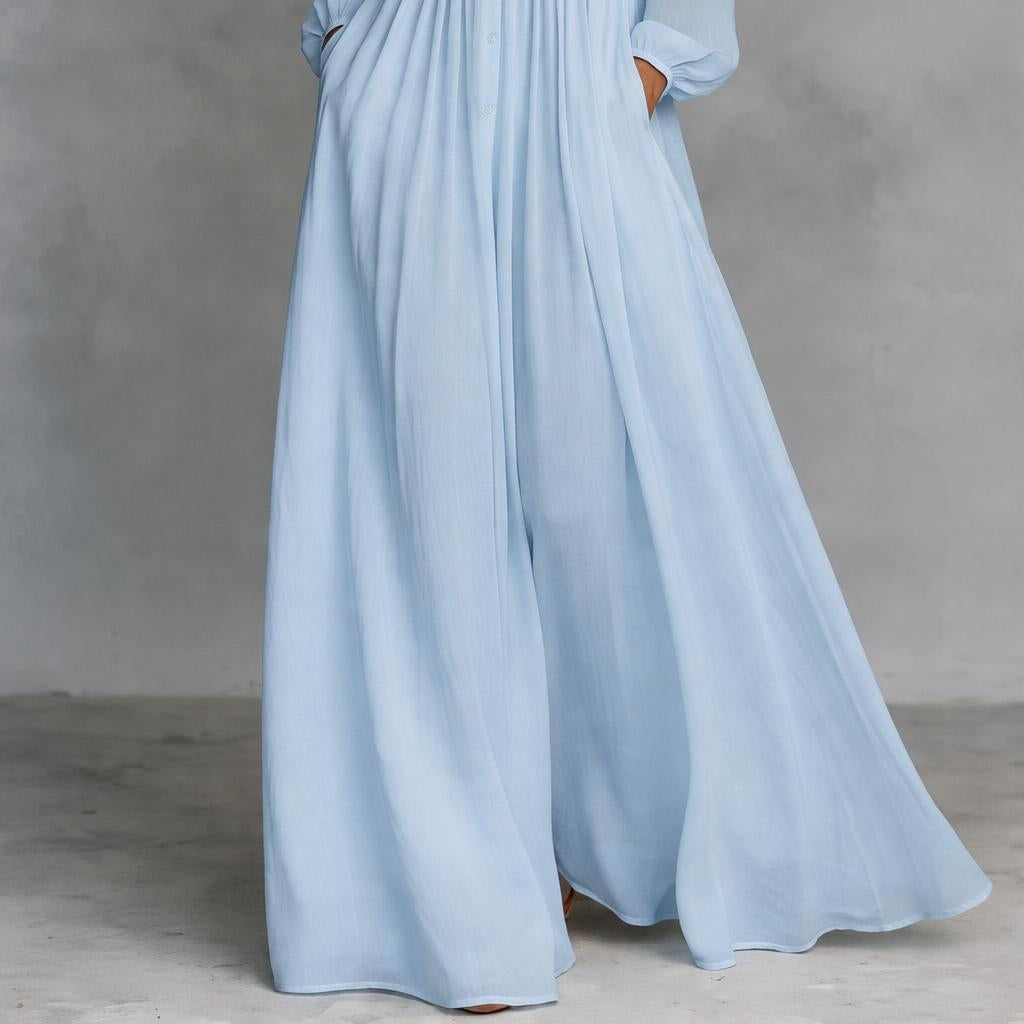Serena Flowing Button-Front Maxi Dress - Effortless Chic for Any Occasion