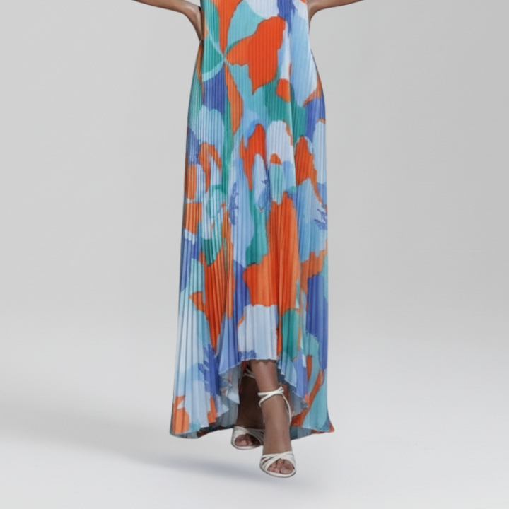 Darcey Women's Sleeveless Pleated Maxi Dress with Flowing Skirt