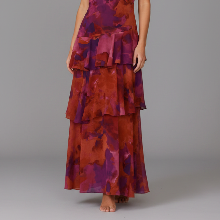 Women's Sophie Women’s V-Neck Tiered Maxi Dress with Flowy Skirt
