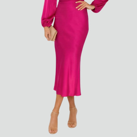 Women's High-Neck Long-Sleeve Midi Dress – Sophisticated, Flattering