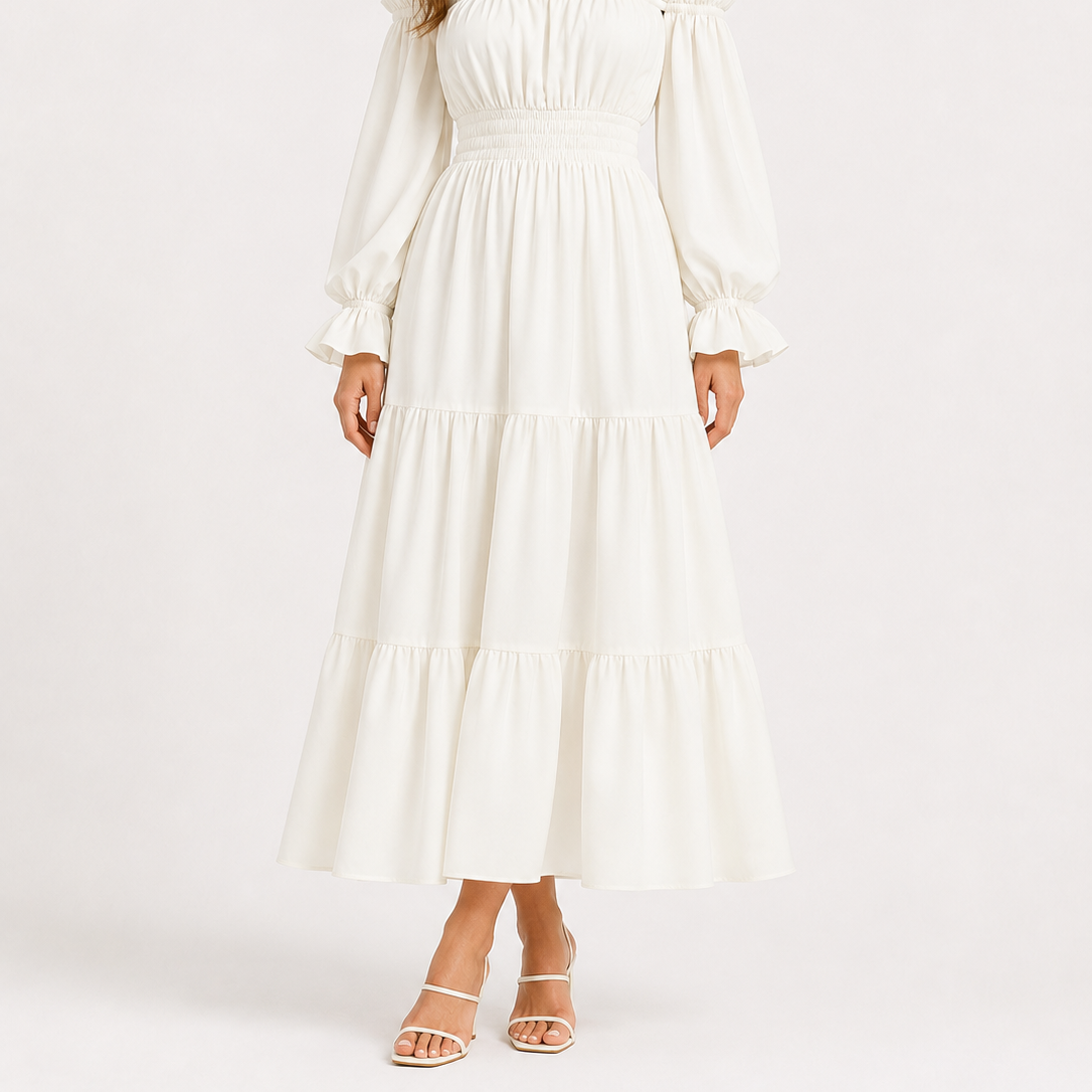 Women's Boho Off-Shoulder Maxi Dress – Effortless, Flowing Bohemian