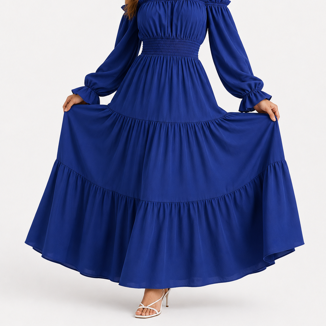 Women's Boho Off-Shoulder Maxi Dress – Effortless, Flowing Bohemian