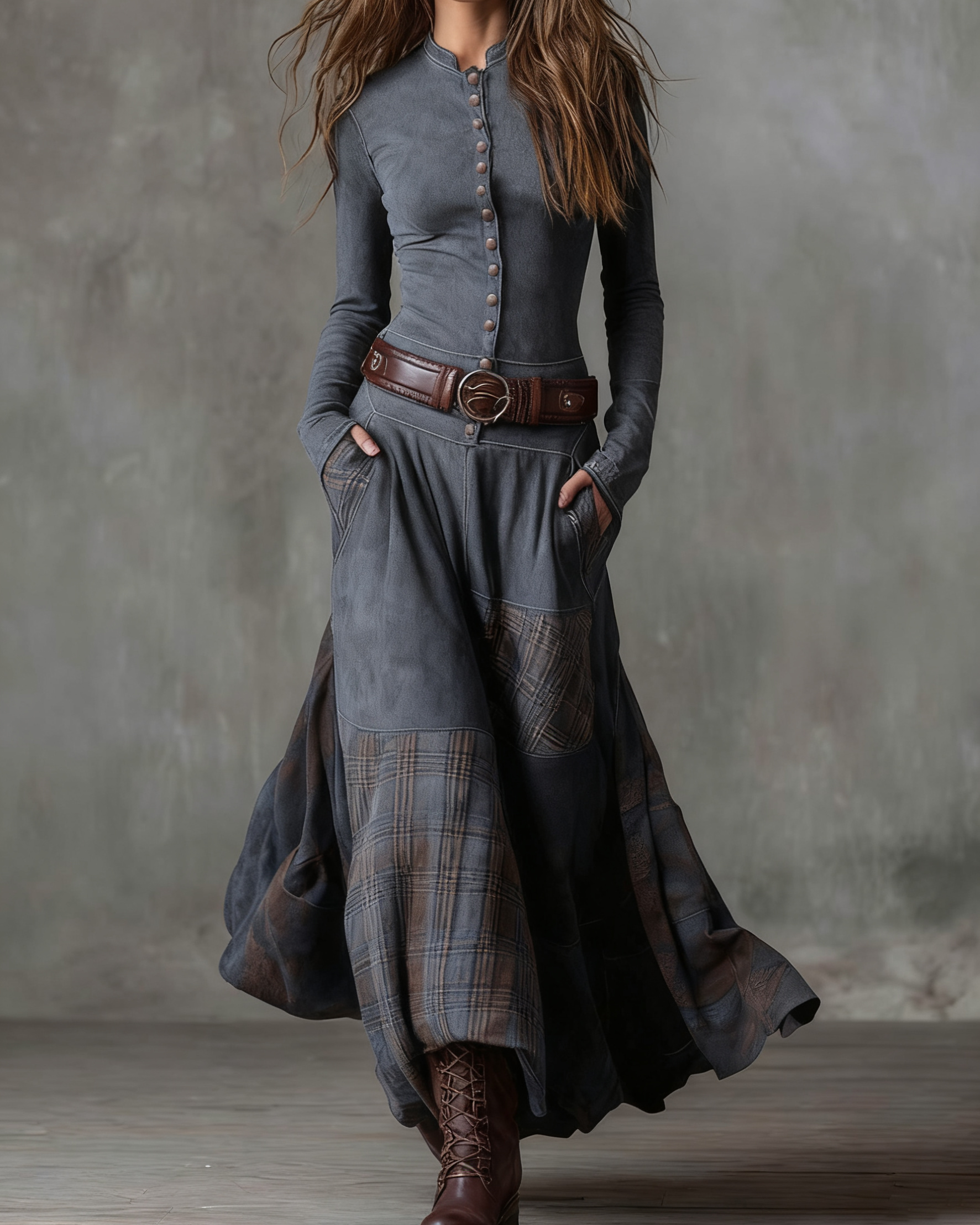 Azucena | Luxe Maxi Suede Dress with Belt