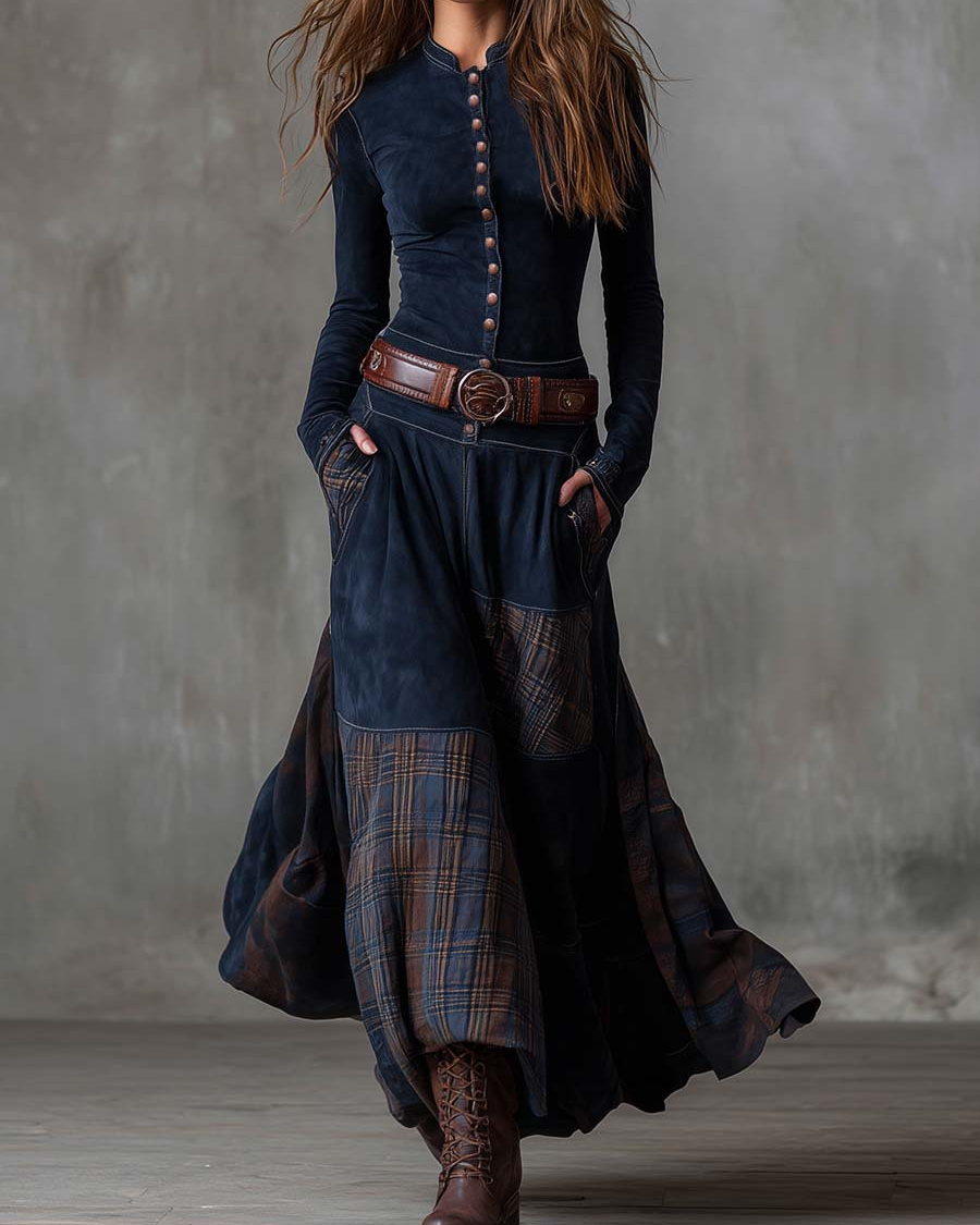 Azucena | Luxe Maxi Suede Dress with Belt