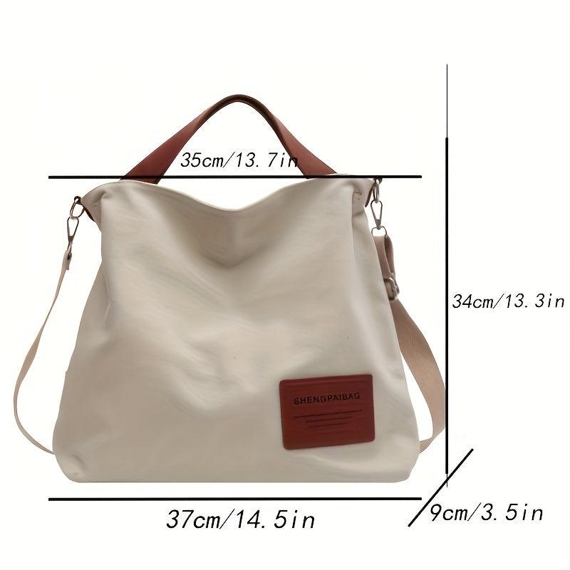 Chic Canvas Shoulder Bag - Stylish, Practical Everyday Carryall - Cream white