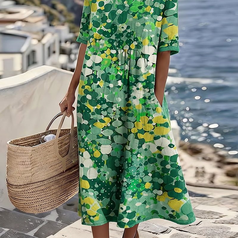 ELENA™ - ELEGANT FLORAL SUMMER MIDI DRESS