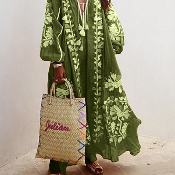 Women's Oversized Boho Printed Maxi Dress for a Comfortable and