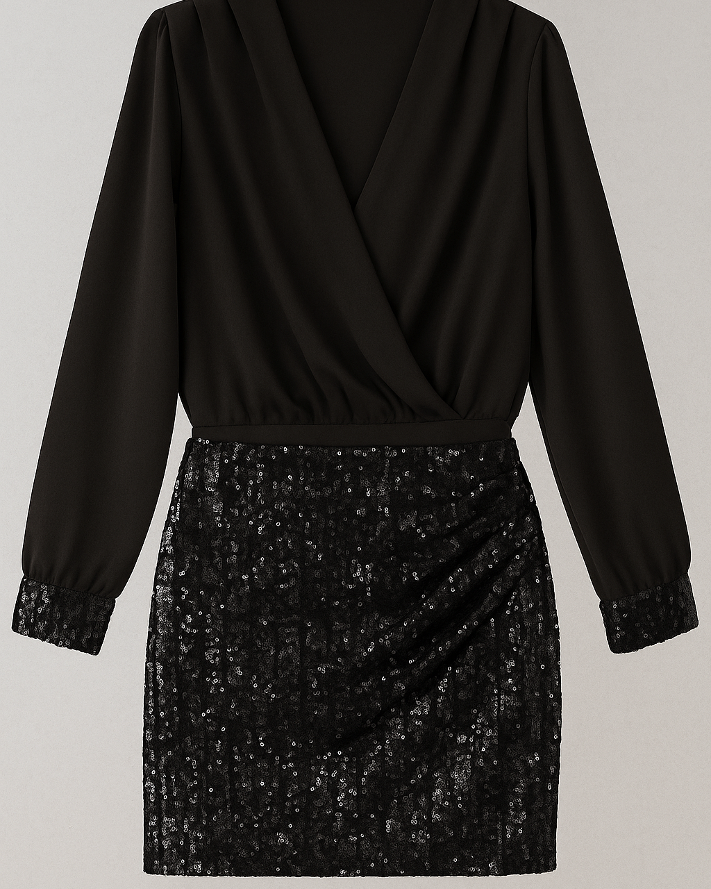 Hollis | Sæt med wrap-bluse og pailletteret miniskørt - Sort-Sort - Hollis | Sæt med wrap-bluse og pailletteret miniskørt- €25 - {{ product_tags }