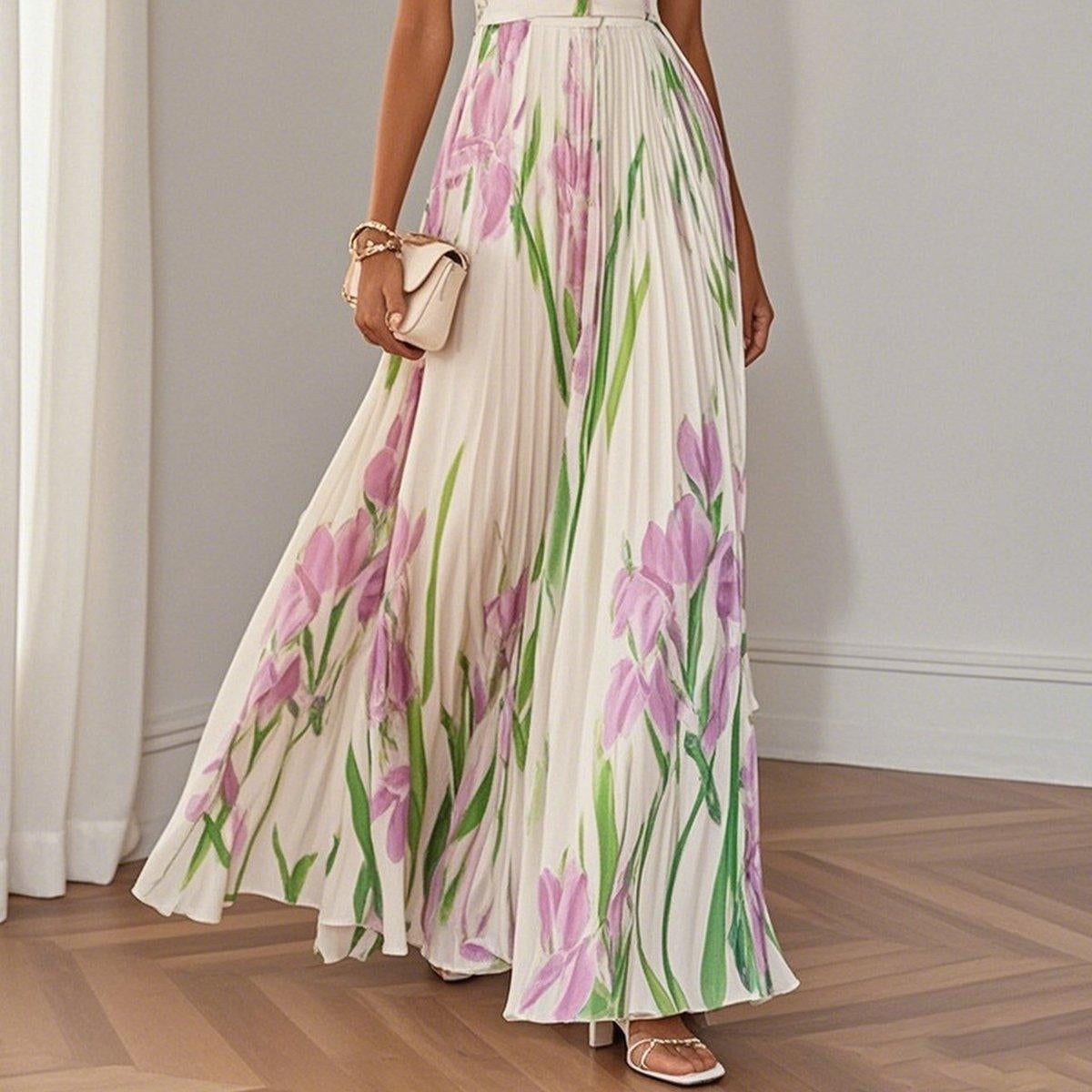 Women's Elegant White Rocking Chiffon Maxi Dress