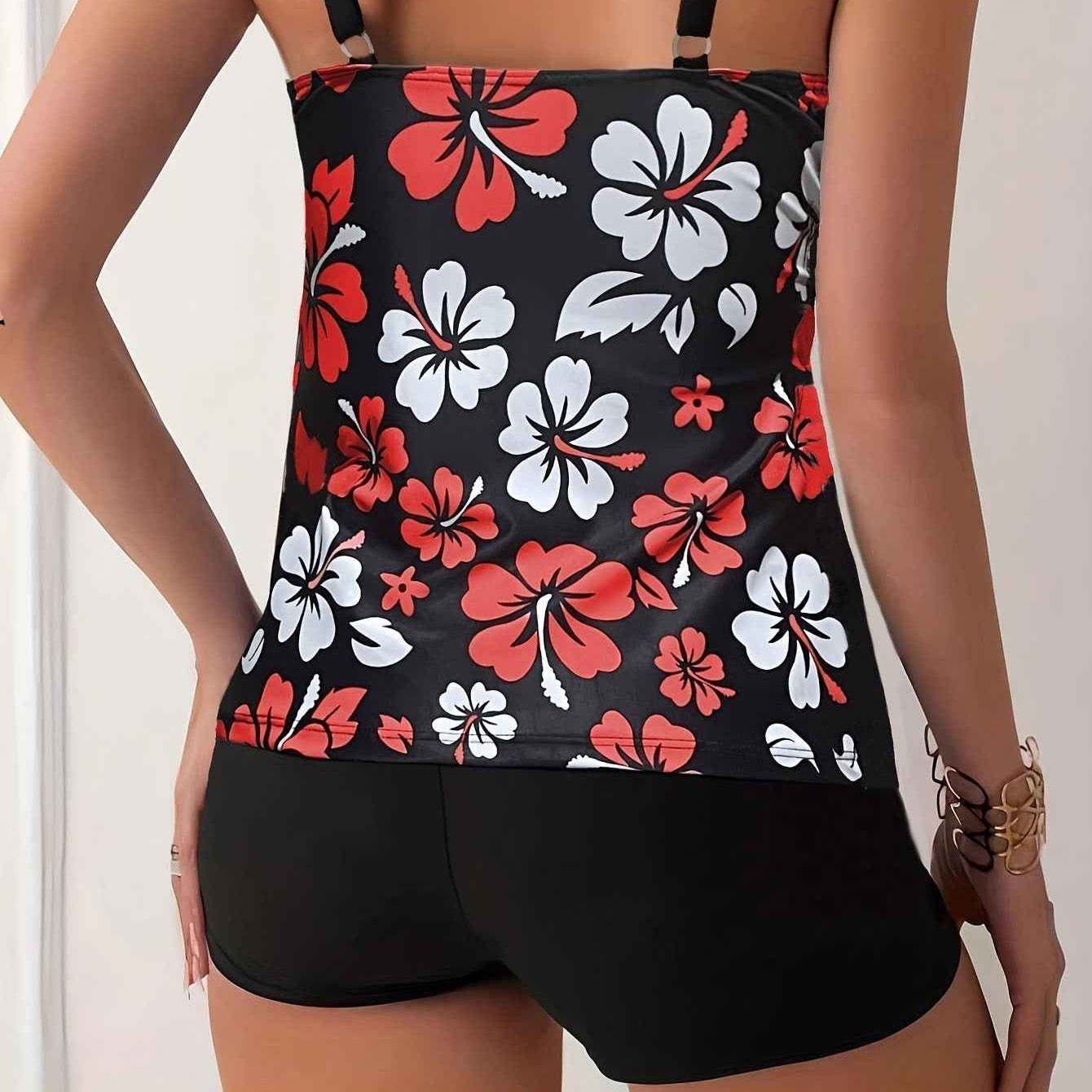 Elena Tankini-Set mit Blumenmuster – Lebhafte, schmeichelhafte Strandbademode