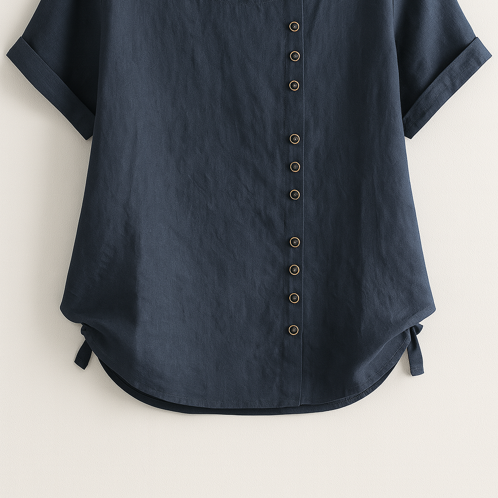 Ladies' Linen Button-Front Blouse - Lightweight, Breathable and Elegant