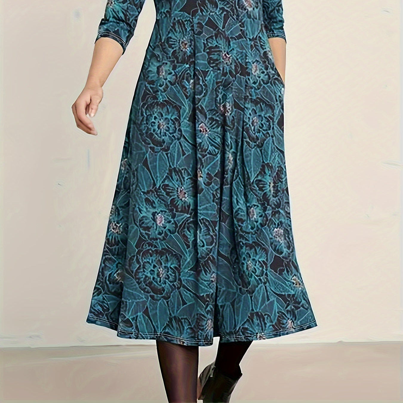Women's Amelia Floral Dress - Elegant Bloom Print