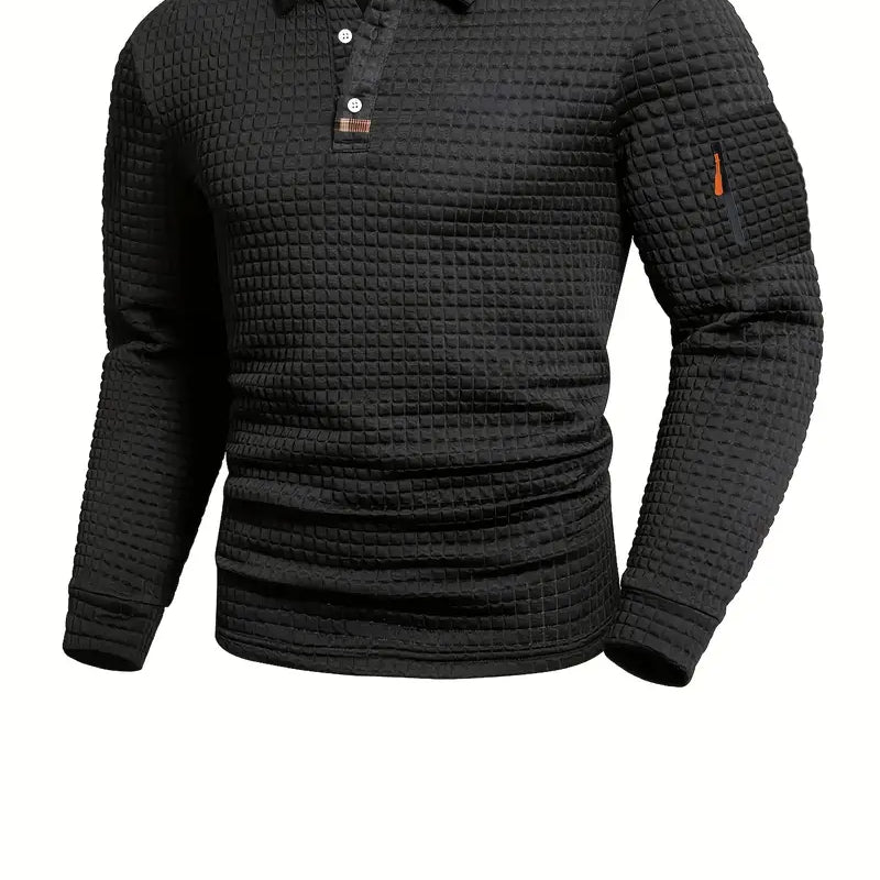 Ephraim Textured Polo Shirt with Sleeve Pocket – Smart, Everyday Comfort