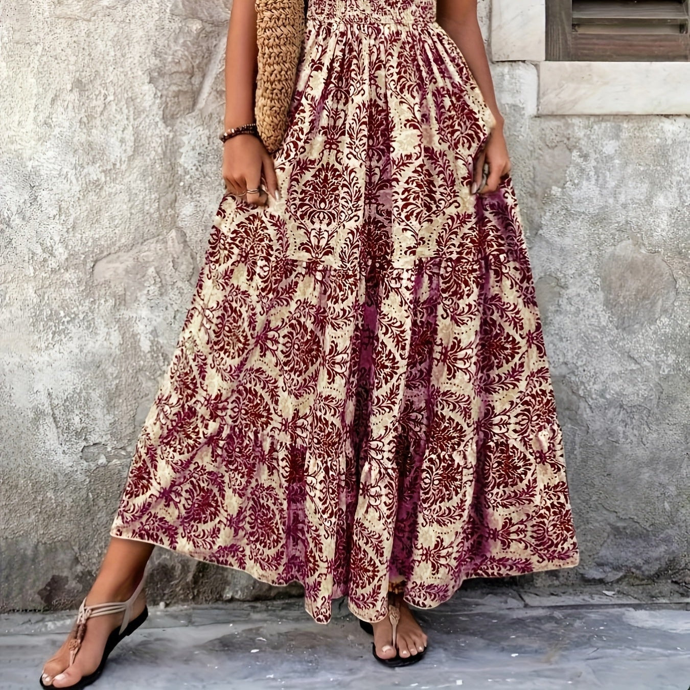 Seraphina – Boho V-Neck Maxi Dress