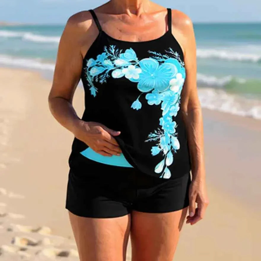 Avery Halter-Tankini-Set mit überkreuzten Trägern im Blumenmuster – Schmeichelhafte Passform und strahlender Sommerlook