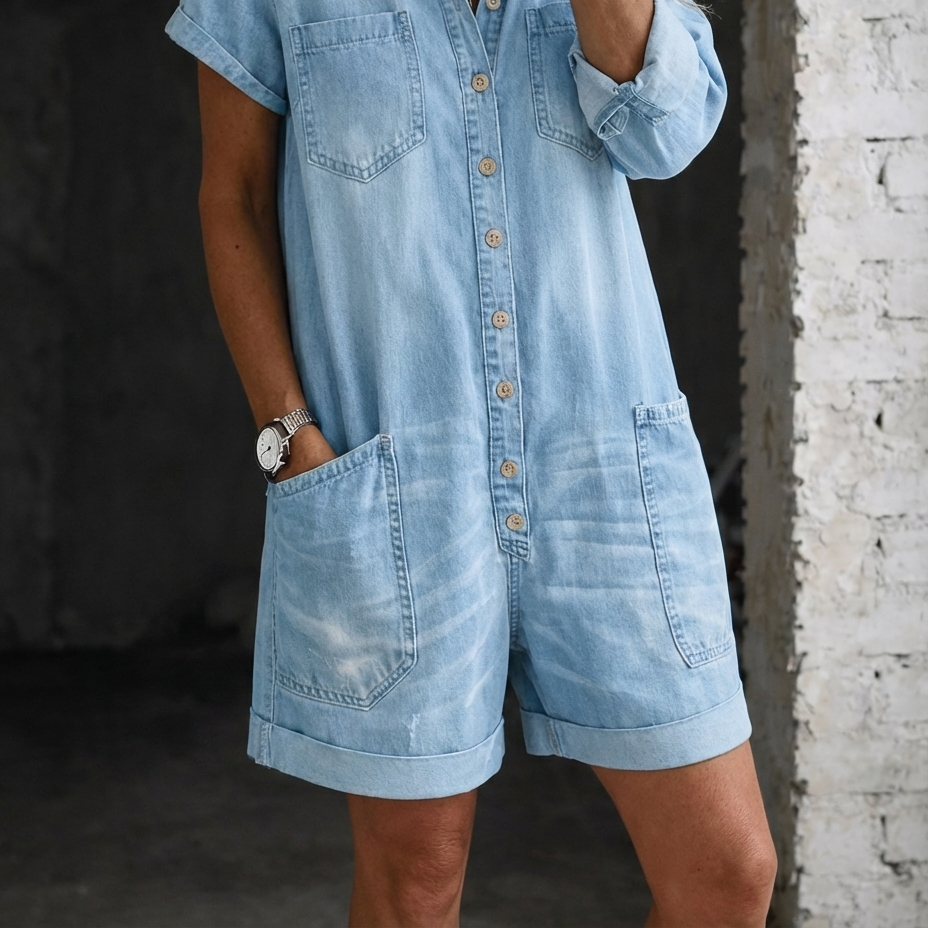 Celia | Denim Jumpsuit Shorts