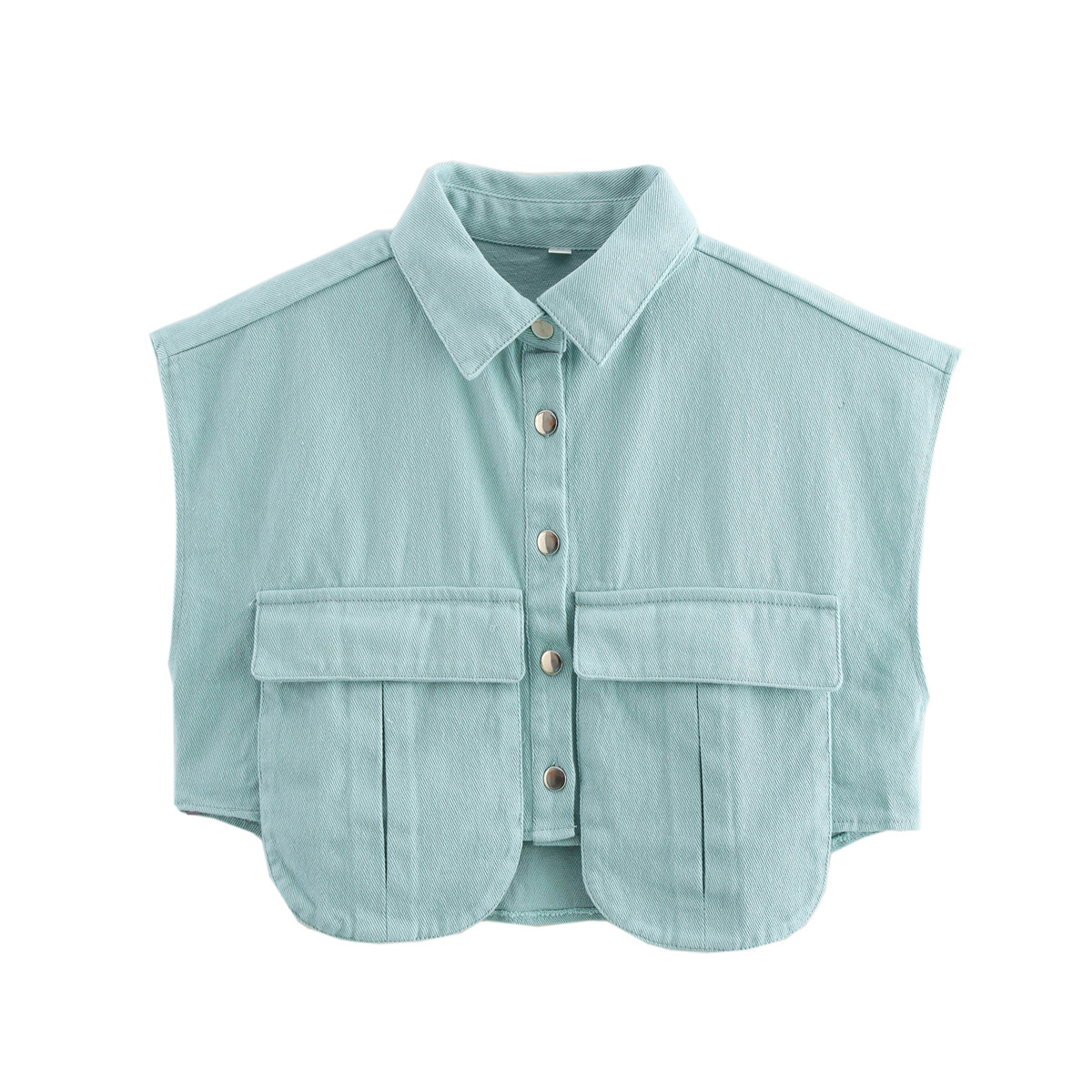 Lira Denim Pocket Vest with Turn-Down Collar