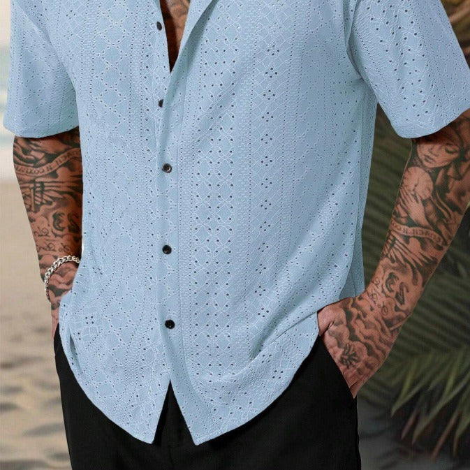 Men’s Short Sleeve Button-Up Shirt – Regular Fit Casual Shirt