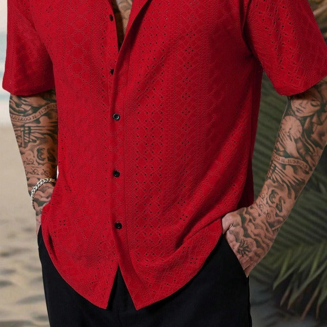 Men’s Short Sleeve Button-Up Shirt – Regular Fit Casual Shirt