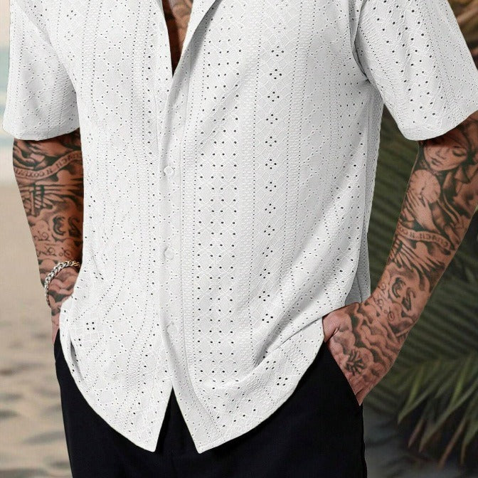 Men’s Short Sleeve Button-Up Shirt – Regular Fit Casual Shirt