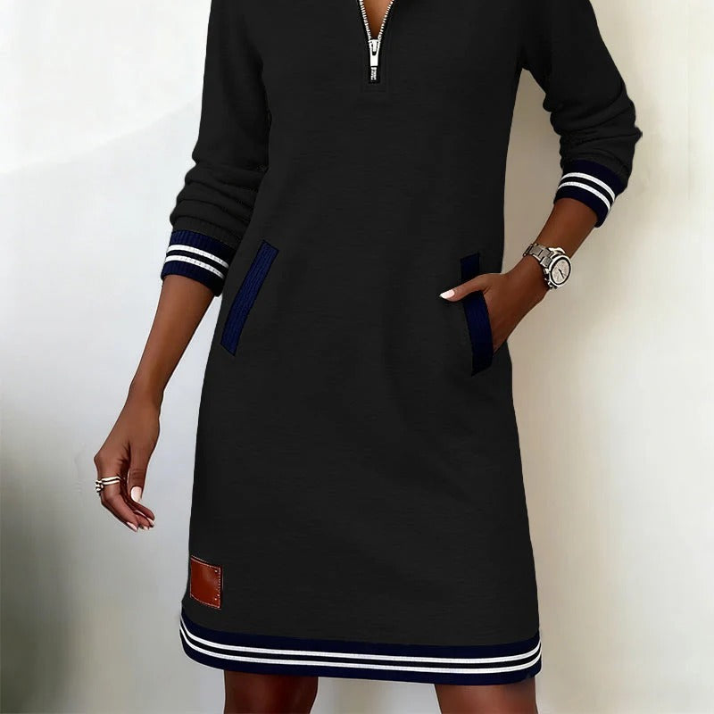 Women's Effortless Chic: Long-Sleeve Cotton Dress