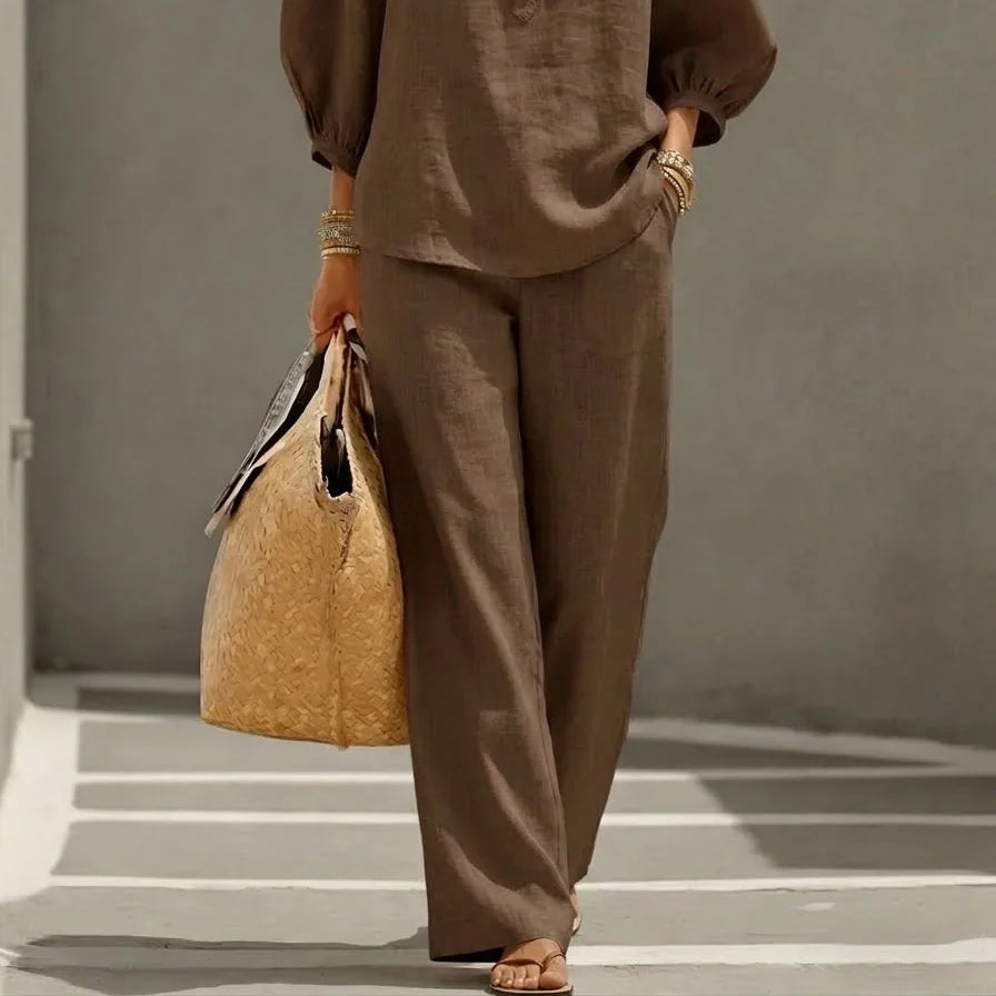 Camille | Relaxed Linen Button-Up Two-Piece Set