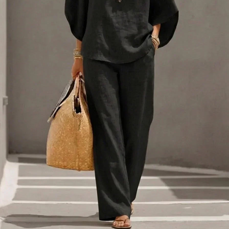 Maribel | Set with Batwing Sleeves and Wide Pants