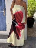 Women's Printed high-neck tube dress with open back and elegant high
