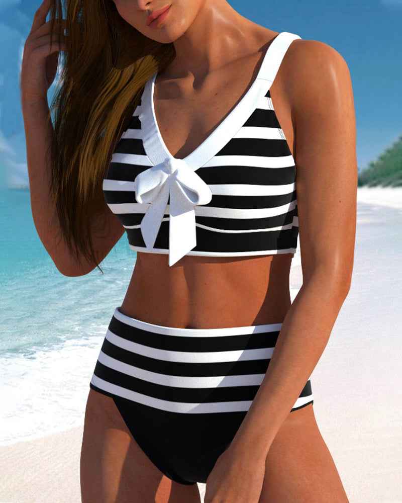 Muse® | Gestreifter Bikini mit hohem Bund