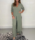 Lassig Women's Two-Piece Set: Cozy Long Top and Pants for Everyday