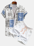 Men's Print Button-Up Shirt & Swim Shorts Set