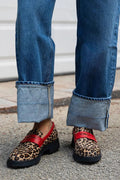 Women's Print Loafer with Bold Red Accents