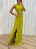 Women's Pleated Maxi Evening Dress
