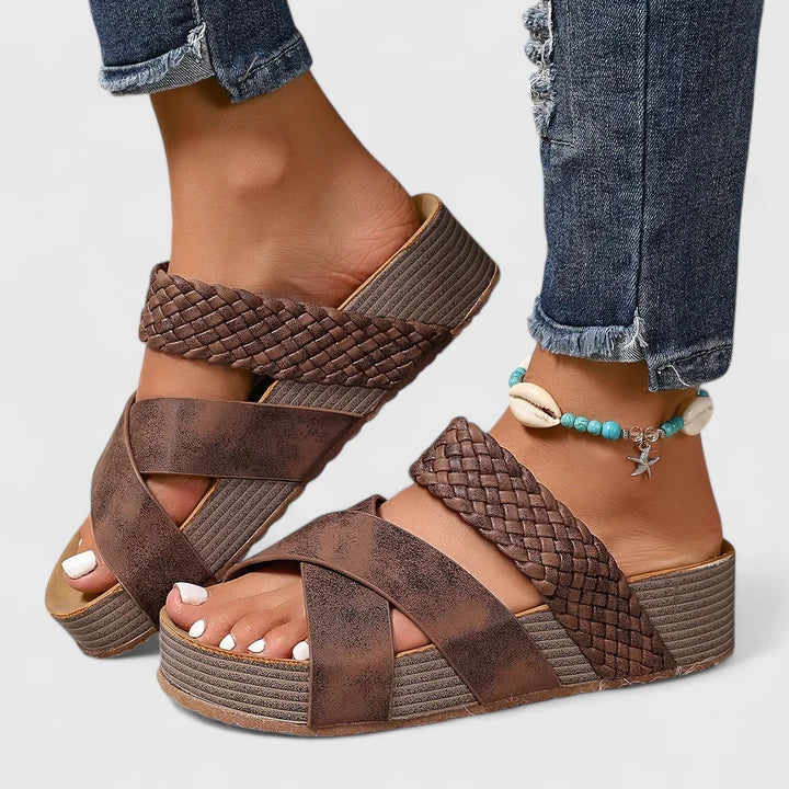 Delaney Braided Cross-Strap Sandals